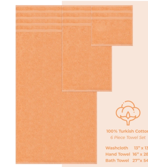 American Soft Linen 6 Piece Towel Set in Malibu Peach - Picture 3 of 10